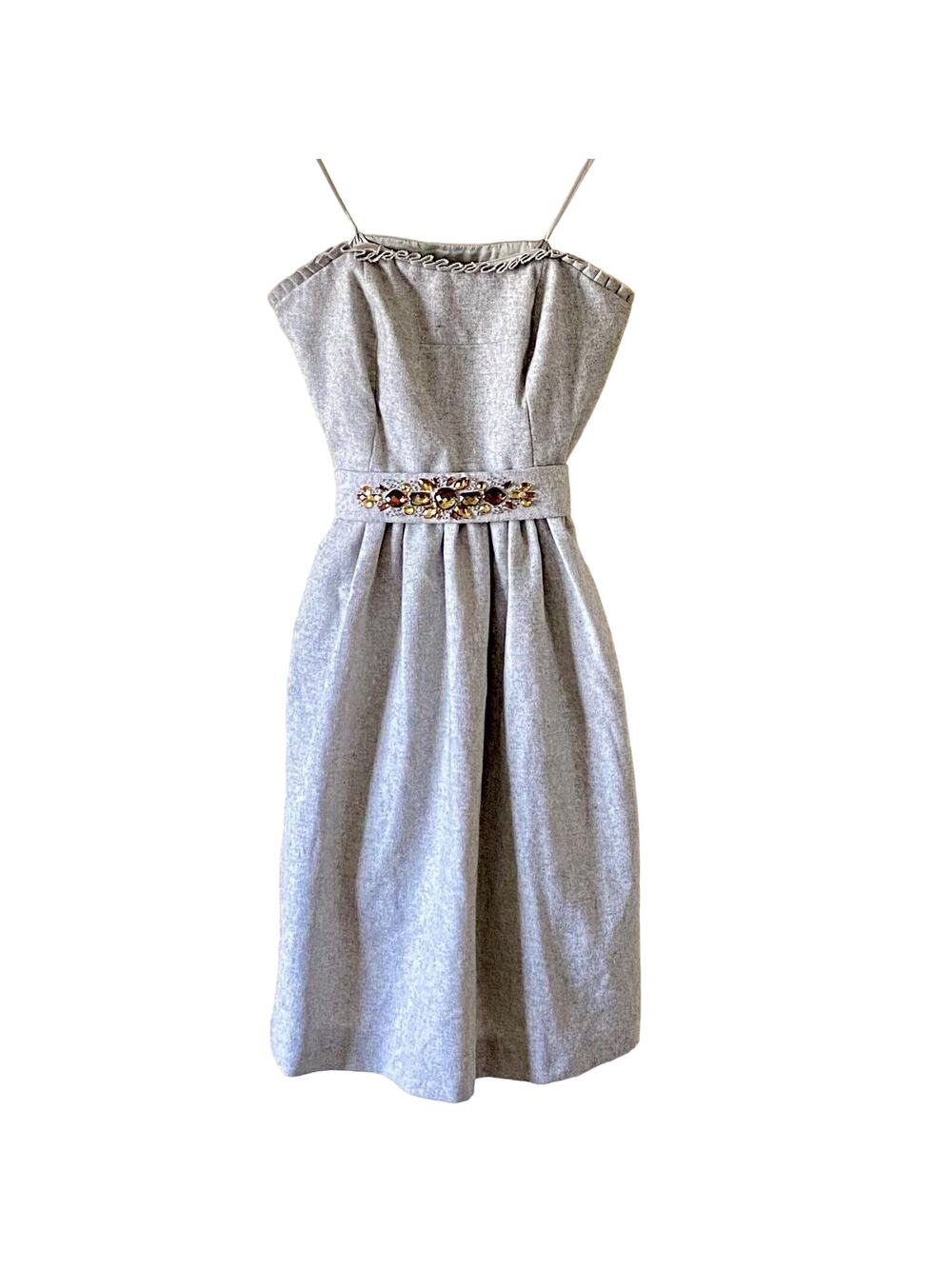 Banana Republic Dress 4P Gray Jewel Strapless Holiday Party Fit & Flare FLAW
